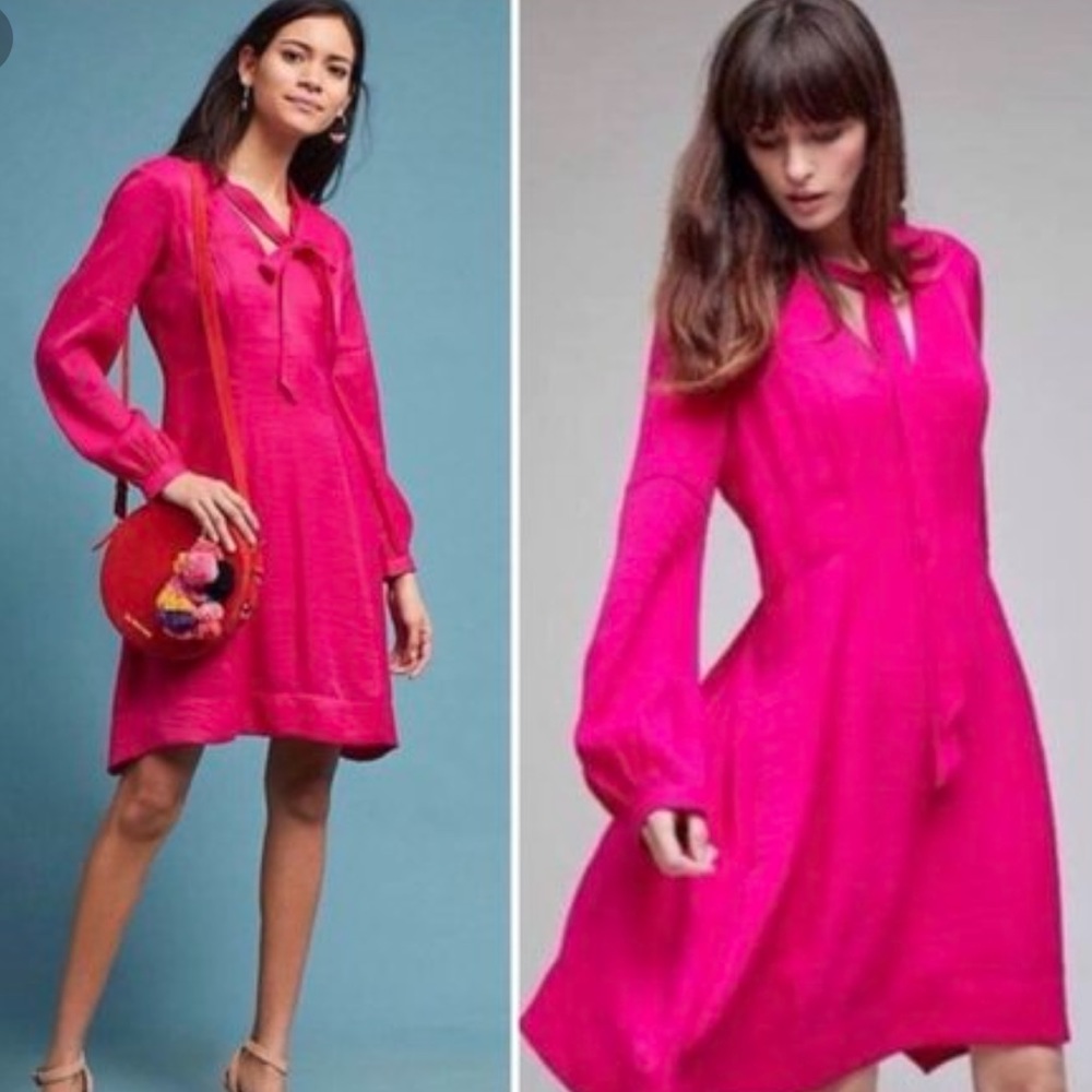Anthropologie hot pink dress